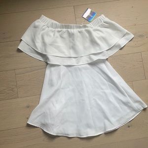 Ruffle Layer Bardot Swing dress white